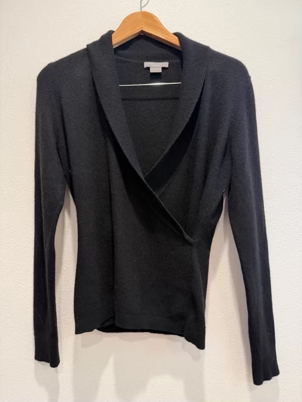 Ann Taylor 100% Cashmere Wrap Shawl Collar Knit Sweater Size Medium Fall Fashion